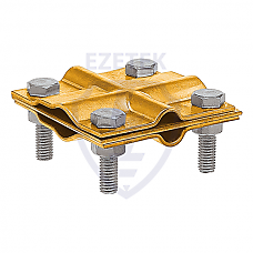 Арт. 90530-2. Зажим заземления полоса/пруток — полоса/пруток крестообразный, латунь